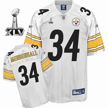 Pittsburgh Steelers #34 Rashard Mendenhall 2011 Super Bowl XLV Jersey white