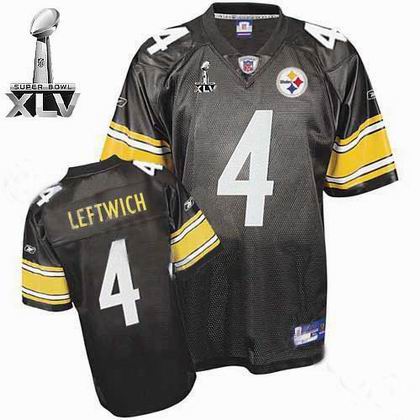 Pittsburgh Steelers #4 Byron Leftwich Black Team Color 2011 Super Bowl XLV jersey black
