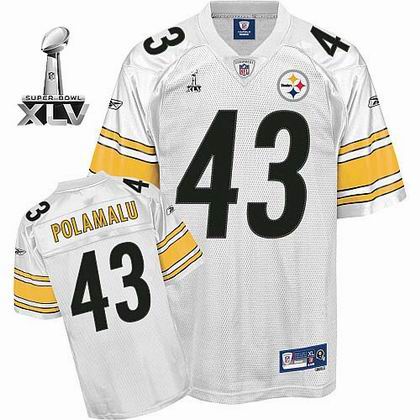 Pittsburgh Steelers #43 Troy Polamalu 2011 Super Bowl XLV Jersey White