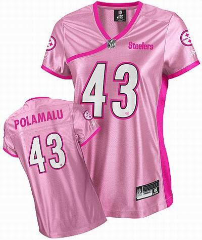 Pittsburgh Steelers #43 Troy Polamalu Women Pink Fashion
