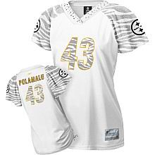 Pittsburgh Steelers #43 Troy Polamalu Women Zebra Field Flirt Fashion Jerseys white