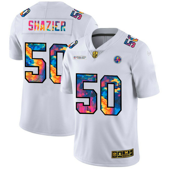 Pittsburgh Steelers #50 Ryan Shazier Men's White Nike Multi-Color 2020 NFL Crucial Catch Limited NFL Jersey