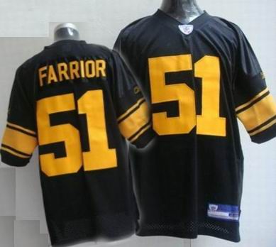 Pittsburgh Steelers #51 James Farrior black jersey Yellow Number