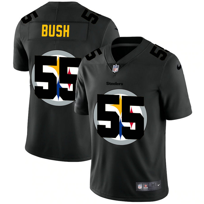 Pittsburgh Steelers #55 Devin Bush Men's Nike Team Logo Dual Overlap Limited NFL Jersey Black