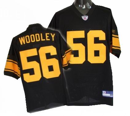 Pittsburgh Steelers #56 Lamarr Woodley black Jersey Yellow Number