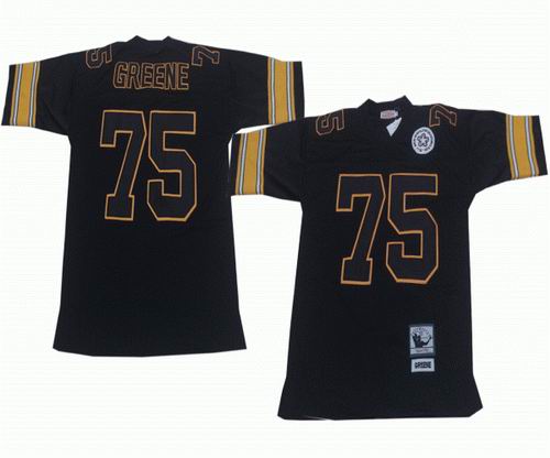 Pittsburgh Steelers #75 Joe Greene black black number Mitchellandness throwback jerseys