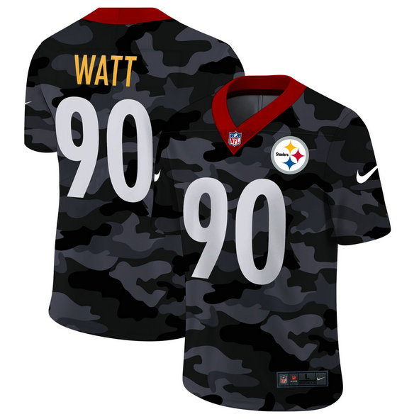 Pittsburgh Steelers #90 T.J. Watt Men's Nike 2020 Black CAMO Vapor Untouchable Limited Stitched NFL Jersey