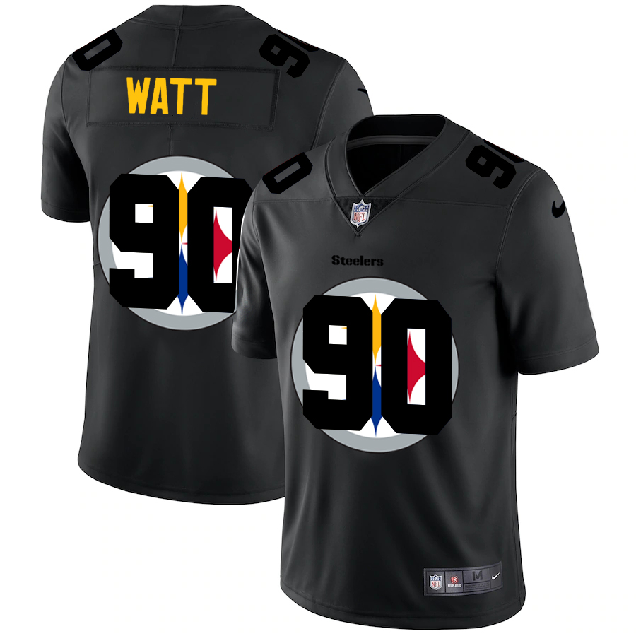 Pittsburgh Steelers #90 T.J. Watt Men's Nike Team Logo Dual Overlap Limited NFL Jersey Black