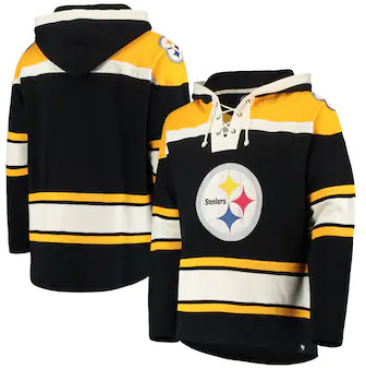 Pittsburgh Steelers '47 Lacer V-Neck Pullover Hoodie – Black Gold
