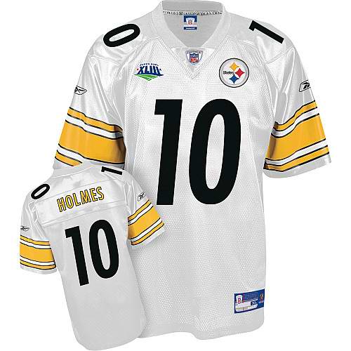 Pittsburgh Steelers 10# Santonio Holmes Super Bowl XLIII White Jersey