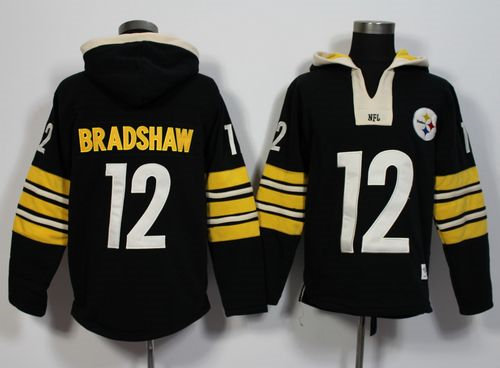 Pittsburgh Steelers 12 Terry Bradshaw Black Player Winning Method Pullover NFL Hoodie