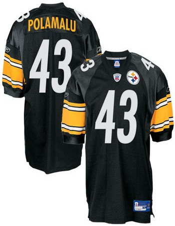 Pittsburgh Steelers 43# Troy Polamalu black youth jerseys