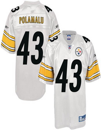 Pittsburgh Steelers 43# Troy Polamalu white