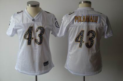 Pittsburgh Steelers 43# Troy Polamalu white Women Sweetheart jersey