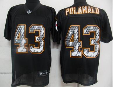 Pittsburgh Steelers 43 Polamalu Black United Sideline Jerseys