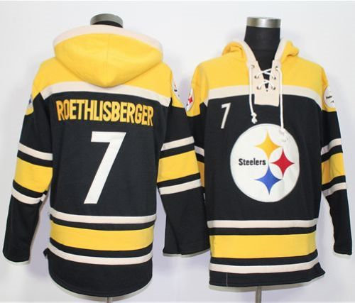 Pittsburgh Steelers 7 Ben Roethlisberger Black Sawyer Hooded Sweatshirt Nike NFL Hoodie