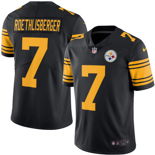 Pittsburgh Steelers 7 Ben Roethlisberger Nike Black Color Rush Limited Jersey