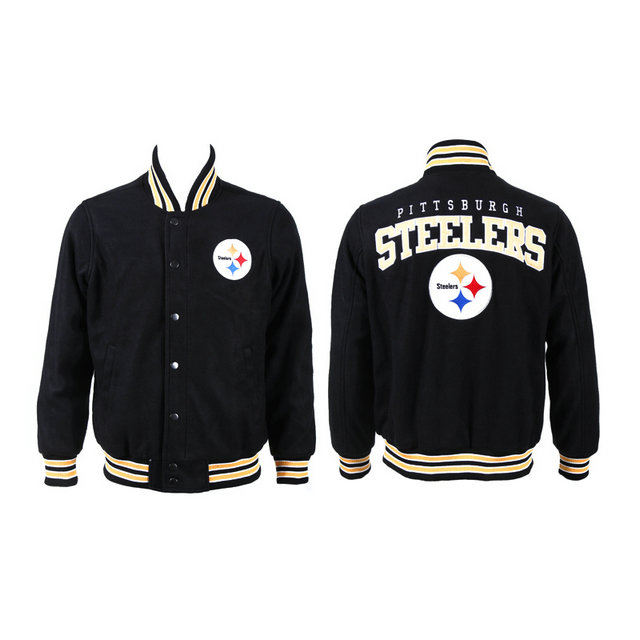 Pittsburgh Steelers Black Team Logo Suede NFL Jackets