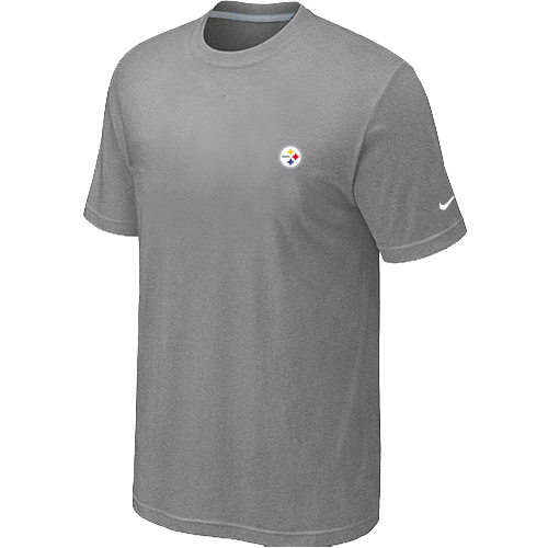 Pittsburgh Steelers Chest embroidered logo T-Shirt Grey