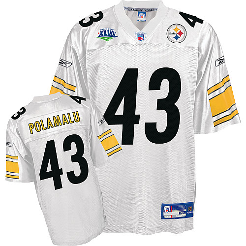 Pittsburgh Steelers Troy Polamalu #43 Super Bowl XLIII Youth White Jersey