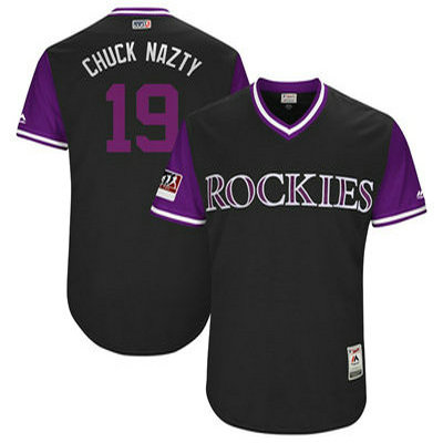 Rockies #19 Charlie Blackmon Chuck Nazty Black 2018 Players Weekend Authentic Team Jersey