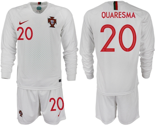 Portugal #20 Quaresma Away Long Sleeves Soccer Country Jersey