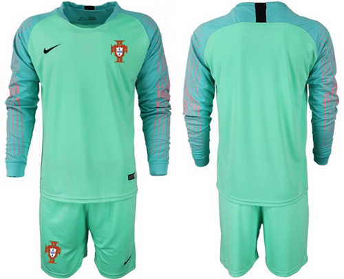 Portugal Blank Green Goalkeeper Long Sleeves Soccer Country Jersey