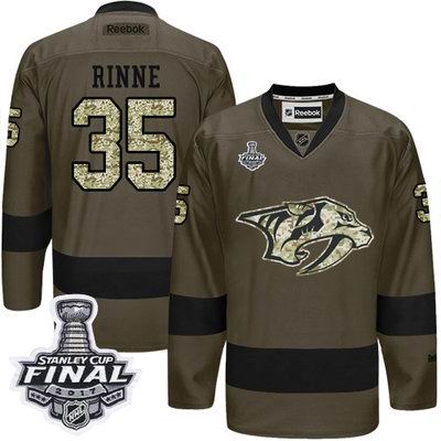 Predators #35 Pekka Rinne Green Salute to Service 2017 Stanley Cup Final Patch Stitched NHL Jersey