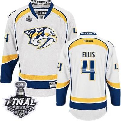 Predators #4 Ryan Ellis White Road 2017 Stanley Cup Final Patch Stitched NHL Jersey
