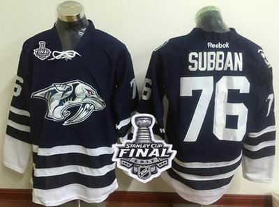 Predators #76 P.K Subban Blue Third 2017 Stanley Cup Final Patch Stitched NHL Jersey