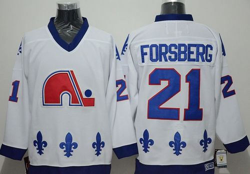 Quebec Nordiques 21 Peter Forsberg White CCM Throwback NHL Jersey
