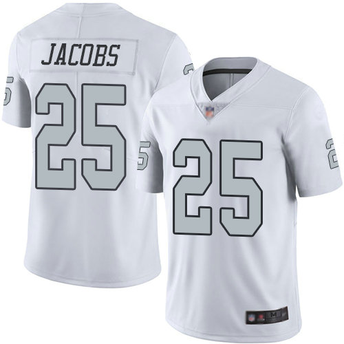 Raiders #25 Josh Jacobs White Men's Stitched Football Limited Rush Jersey