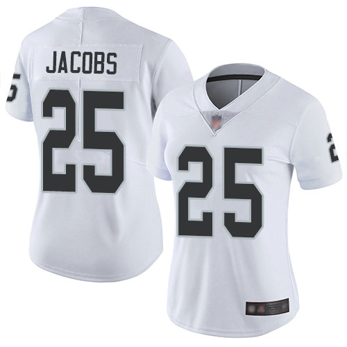Raiders #25 Josh Jacobs White Women's Stitched Football Vapor Untouchable Limited Jersey