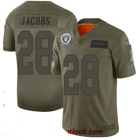 Raiders #28 Josh Jacobs Camo Youth Stitched Football Limited 2019 Salute to Service Jersey