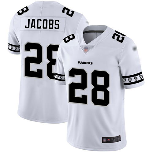 Raiders #28 Josh Jacobs White Men's Stitched Football Limited Team Logo Fashion Jersey