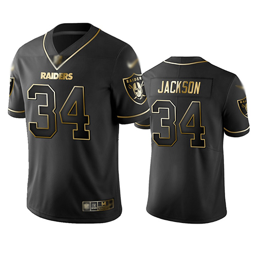 Raiders #34 Bo Jackson Black Men's Stitched Football Limited Golden Edition Jersey