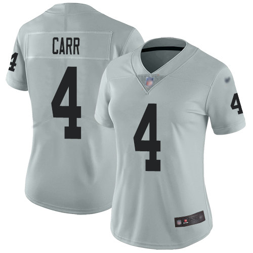 Raiders #4 Derek Carr Silver Women's Stitched Football Limited Inverted Legend Jersey