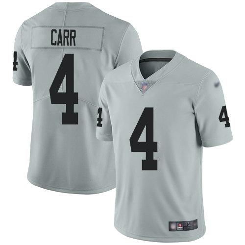 Raiders #4 Derek Carr Silver Youth Stitched Football Limited Inverted Legend Jersey
