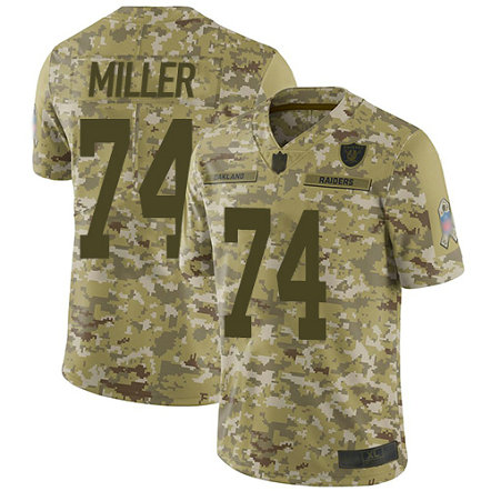 Raiders #74 Kolton Miller Camo Youth Stitched Football Limited 2018 Salute to Service Jersey
