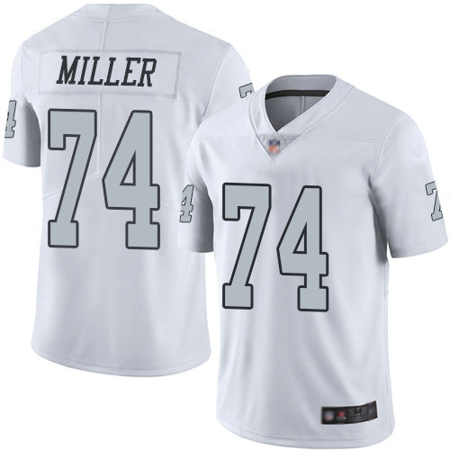 Raiders #74 Kolton Miller White Youth Stitched Football Limited Rush Jersey