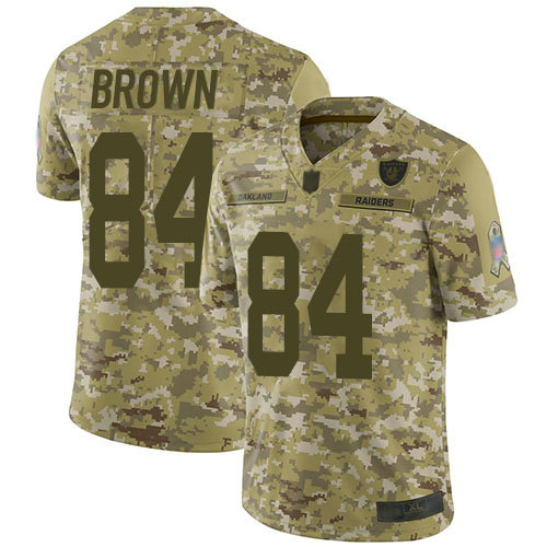 Raiders #84 Antonio Brown Camo Youth Stitched Football Limited 2018 Salute to Service Jersey