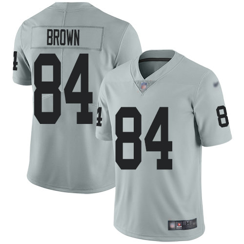 Raiders #84 Antonio Brown Silver Youth Stitched Football Limited Inverted Legend Jersey