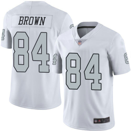 Raiders #84 Antonio Brown White Youth Stitched Football Limited Rush Jersey