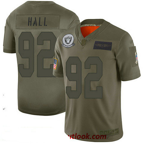 Raiders #92 P.J. Hall Camo Youth Stitched Football Limited 2019 Salute to Service Jersey