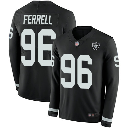 Raiders #96 Clelin Ferrell Black Team Color Youth Stitched Football Limited Therma Long Sleeve Jersey