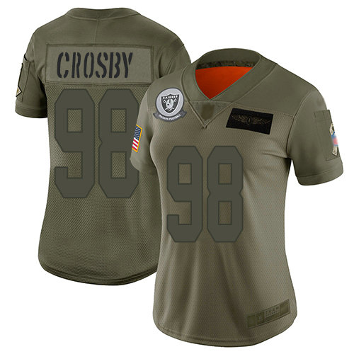 Raiders #98 Maxx Crosby Camo Women's Stitched Football Limited 2019 Salute to Service Jersey