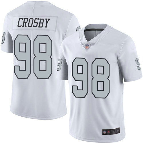 Raiders #98 Maxx Crosby White Youth Stitched Football Limited Rush Jersey
