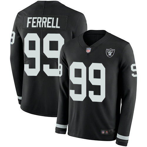 Raiders #99 Clelin Ferrell Black Team Color Youth Stitched Football Limited Therma Long Sleeve Jersey