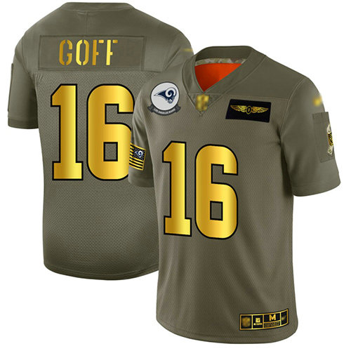 Rams #16 Jared Goff Camo Gold Men's Stitched Football Limited 2019 Salute To Service Jersey