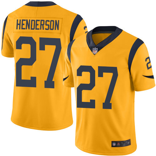 Rams #27 Darrell Henderson Gold Men's Stitched Football Limited Rush Jersey